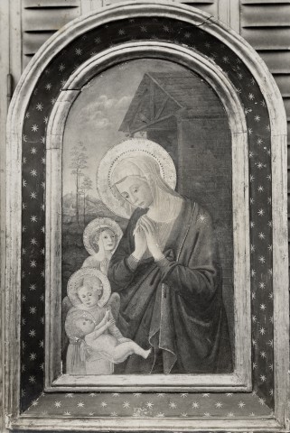 Paul, R. — Pseudo Pier Francesco Fiorentino - sec. XV - Madonna in adorazione del Bambino con san Giovannino e un angelo — insieme